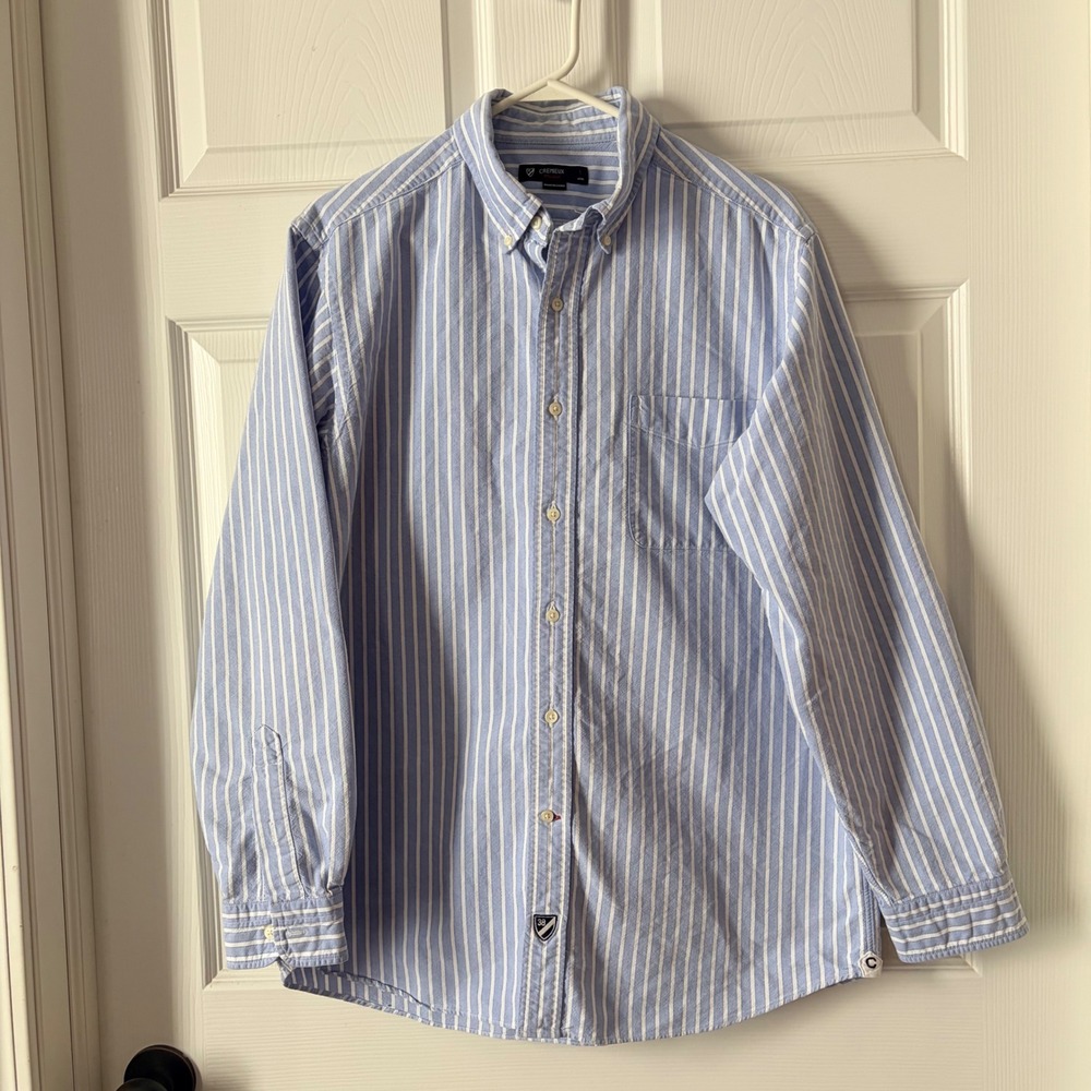 CREMIEUX Mens Long Sleeve Striped Button Down Shirt Blue White Size L